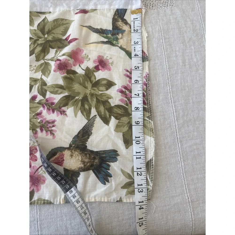 Vintage Bed Skirt King Hummingbirds Floral Tropical Fuchsia Flaws- Altered Tear